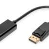DIGITUS DP Adapterkabel, DP - HDMI Typ A St/Bu, 0.2m, lock, Dieser 3-in-1 Kabeladapter ist ideal geeignet, um Geräte mit Mini DisplayPort-Schnittstelle mit einem Beamer, LCD/TFT-Monitor oder LED-TV mit DisplayPort, HDMI Typ A oder DVI-Schnittstelle zu verbinden. Die Displayauflösung ist abhängig von dem angeschlossenen Gerät. Der DisplayPort- und HDMI-Ausgang unterstützt Audioübertragung für kompatible Geräte. Kompatibel mit allen Mini DisplayPort-Geräten. Eine gleichzeitige Nutzung der DP, HDMI Typ A oder DVI-Datenverbindung ist nicht möglich.