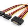 DIGITUS Internes Y-Stromkabel St/Bu, 0.3m, SATA 15-pin Die meisten SATA-Festplatten benötigen zur Stroversorgung einen speziellen SATA Stromstecker. Bei Netzteilen ohne SATA-Stromanschlüssen hilft dieser Adapter. Optimal auch als Verlängerungskabel.