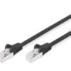 DIGITUS CAT 6 S-FTP Patchk. RTJ45 St/St,3.0m, AWG 27/7,LSZH,SW Die DIGITUS Kategorie 6 Klasse E Patchkabel werden hergestellt und getestet nach dem ISO/IEC 11801 und DIN EN 50173 CAT 6 Standard. Sie garantieren, dass die Kabelinstallation der ISO & EN Channel Spezifikation entspricht und bieten eine hervorragende Leistung in der DIGITUS CAT 6 Verkabelung. Die Leistung wurde bis 250 MHz getestet, inklusive Leistungseigenschaften wie beispielsweise dem Nebensprechen oder Übersprechen. Die DIGITUS Patchkabel wurden speziell entwickelt um allen Ansprüchen in den verschiedenen Anwendungsbereichen in vollem Umfang gerecht zu werden. Jedes Kabel ist mit einer angespritzten Knickschutztülle mit Zugentlastung ausgestattet. Außerdem besitzt die Tülle einen Rasthebelschutz, welcher das Verhaken der Kabel sowie das Abbrechen des Rasthebels vom Stecker verhindert. Dieses Netzwerkkabel ist z.B. für das Patchen in Netzwerkschränken geeignet. Ein weiterer Einsatzbereich ist die Verkabelung der DSL-Anlage.