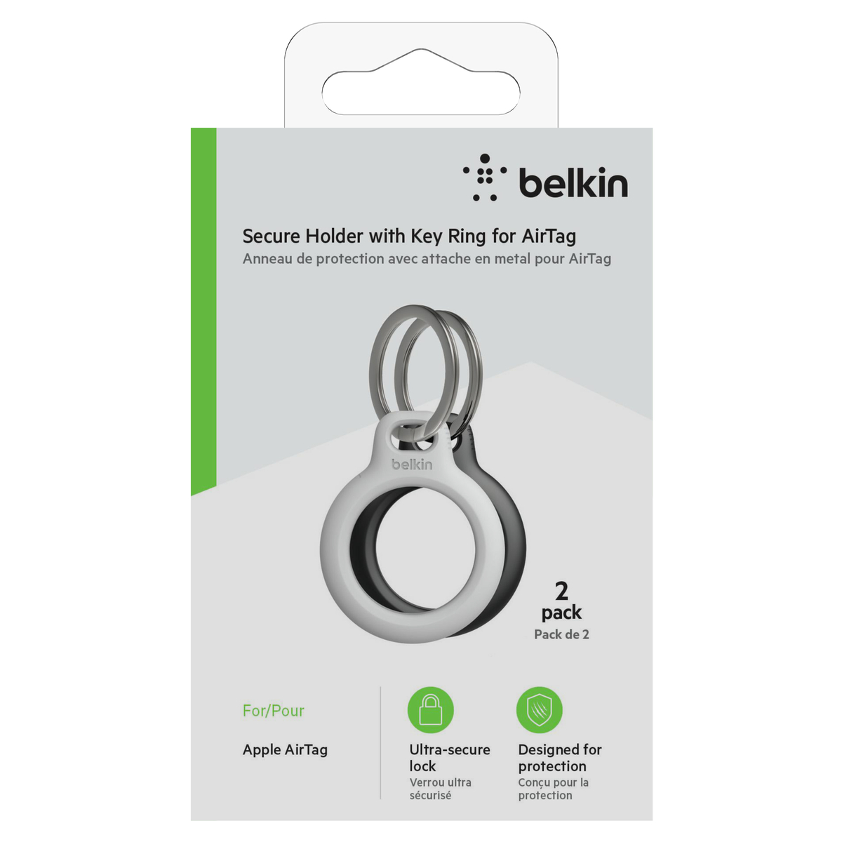 Secure schwarz Apple Holder AirTag, für weiß Belkin & best4you 2er-Pack -