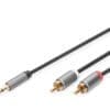 DIGITUS Audio Adapterkabel, 3.5mm Klinke auf Cinch,1,8m Das Stereo-Audioadapterkabel von Digitus ermöglicht den einfachen Anschluss von Geräten mit 3,5-mm-Klinkenausgang an eine Stereoanlage - oder an andere Geräte mit zweifachem Cinch/RCA-Eingang.