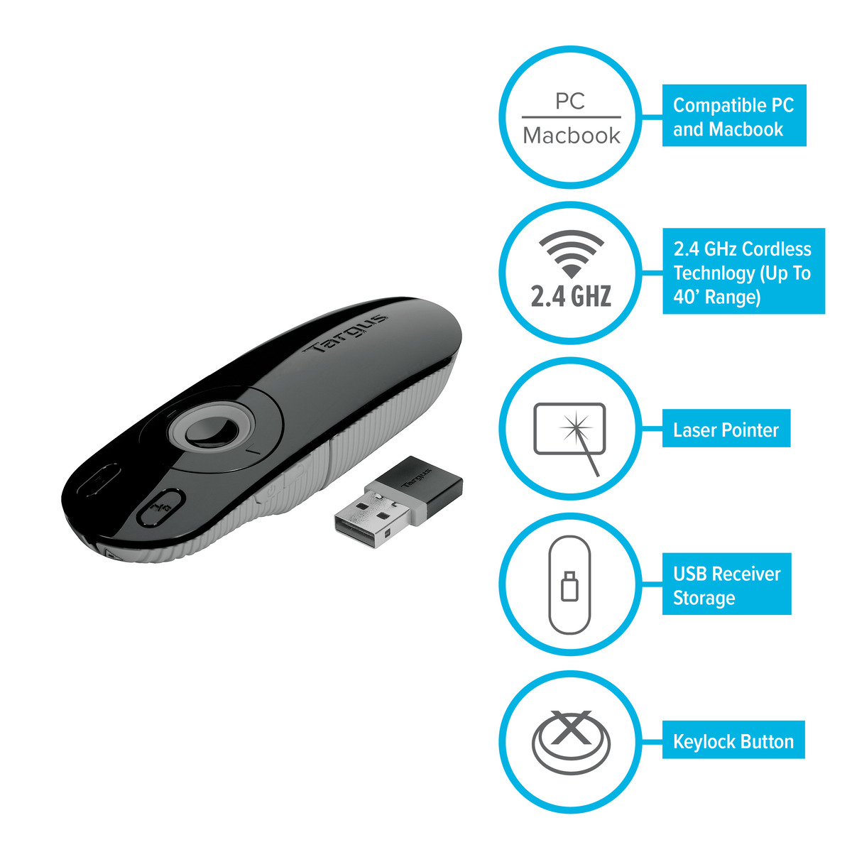 Targus Laptop Laser Presentation Remote Black Targus Laptop Laser Presentation Remote Black