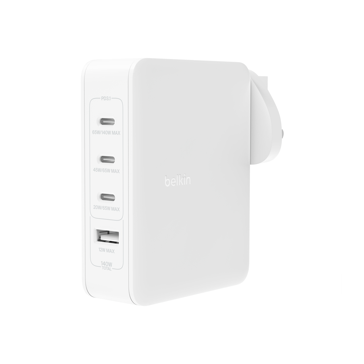Belkin 140 Watt 4-Port GaN Ladegerät mit UK, EU, US Stecker Belkin 140 Watt 4-Port GaN Ladegerät mit UK, EU, US Stecker