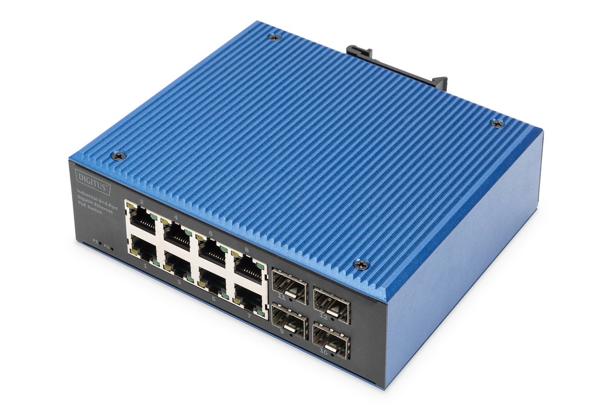 DIGITUS Industrieller 8+4 -Port Gigabit Ethernet PoE Switch DIGITUS Industrieller 8+4 -Port Gigabit Ethernet PoE Switch