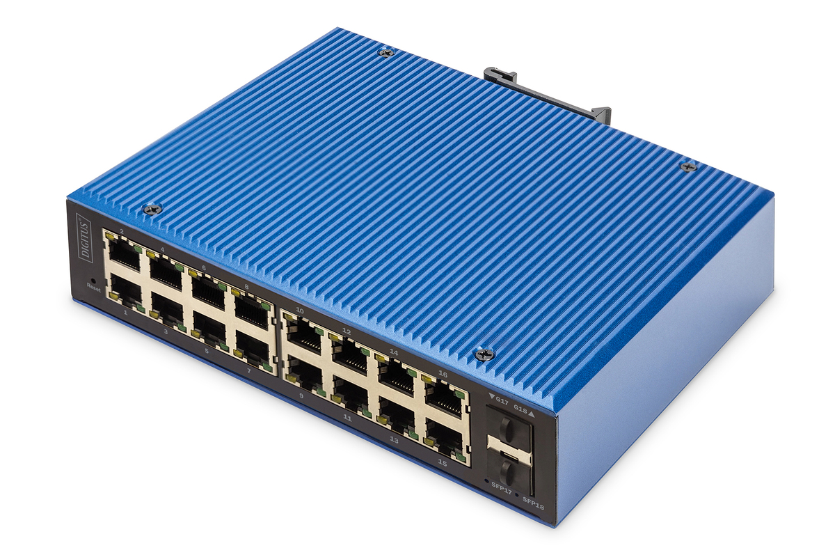 DIGITUS Industrial 16+2 Port L2 managed Gig Ether PoE Switch DIGITUS Industrial 16+2 Port L2 managed Gig Ether PoE Switch