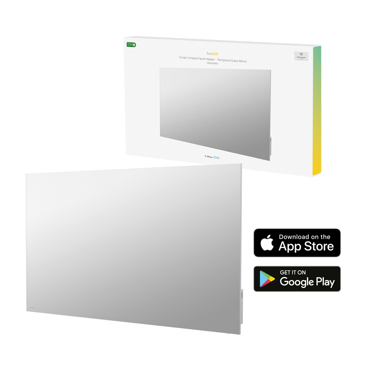 Hombli smartes Infrarot Glas Heizpanel 600W Spiegel Hombli smartes Infrarot Glas Heizpanel 600W Spiegel