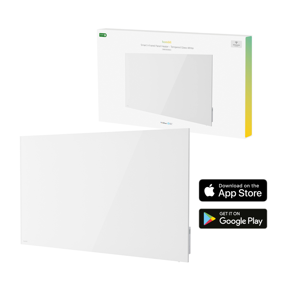 Hombli smartes Infrarot Glas Heizpanel 2024 600W weiß Hombli smartes Infrarot Glas Heizpanel 2024 600W weiß