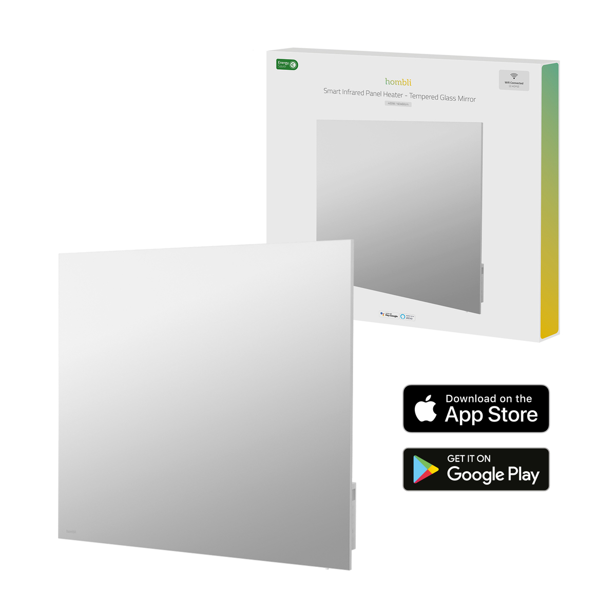 Hombli smartes Infrarot Glas Heizpanel 400W Spiegel Hombli smartes Infrarot Glas Heizpanel 400W Spiegel