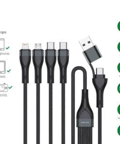 4smarts USB-C/A Multi-Ladekabel 4in2 1,2m, schwarz