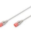 DIGITUS CAT 6 U-UTP Slim Patchk. Cu, LSZH AWG 28/7, L 3 m,GR Die DIGITUS Slim Patchkabel zeichnen sich durch ihren geringen Außendurchmesser und den flexiblen Mantel aus. Dank der dünnen Bauform wird ein vielseitiger Einsatz in ihrem Netzwerk möglich. Des Weiteren werden die DIGITUS Slim Patchkabel nach dem ISO/IEC 11801 und DIN EN 50173 CAT 6 Standard hergestellt. Sie garantieren, dass die Kabelinstallation der ISO & EN Channel Spezifikation entspricht und eine hervorragende Leistung in der DIGITUS CAT 6 Verkabelung bieten. Die Leistung wurde bis 250 MHz getestet, inklusive Leistungseigenschaften wie beispielsweise dem Nahnebensprechen ("NEXT"). Die DIGITUS Patchkabel wurden speziell entwickelt um allen Ansprüchen in den verschiedenen Anwendungsbereichen in vollem Umfang gerecht zu werden. Jedes Kabel ist mit einer angespritzten Knickschutztülle mit Zugentlastung ausgestattet. Außerdem besitzt die Tülle einen Rasthebelschutz, welcher das Verhaken der Kabel sowie das Abbrechen des Rasthebels vom Stecker verhindert.