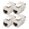 DIGITUS CAT 6A Keystone Modul, geschirmt, werkzeugfrei 4 Stk Der DIGITUS CAT 6A Stecker für Feldmontage ist ein moderner und hochwertiger RJ45-Stecker, der sich nicht nur durch die super einfache Anwendbarkeit auszeichnet, sondern dem Feldkonfektionär bei jedem Einsatz steht´s zuverlässig und zeitsparend zur Seite steht. Die schnelle Montage in nur 60 Sekunden ganz ohne Spezialwerkzeug, sowie die enorme Flexibilität, macht ihn zur perfekten Wahl an allen Einsatzorten. Er eignet sich für sämtliche Netze, von Voice bis 10 Gigabit Ethernet. Zufriedene Kunden durch schnelle und kostensparende Installation, Reparatur und Wartung, sind die logische Folge dieses Innovativen RJ45-Steckers. Warum kompliziert, wenn´s auch einfach geht? Überzeugen Sie sich selbst!