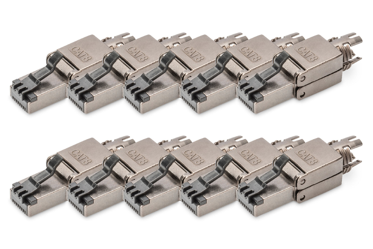 DIGITUS CAT 8.1 Feldstecker, geschirmt, werkzeugfrei - 10 Stk. DIGITUS CAT 8.1 Feldstecker, geschirmt, werkzeugfrei - 10 Stk.