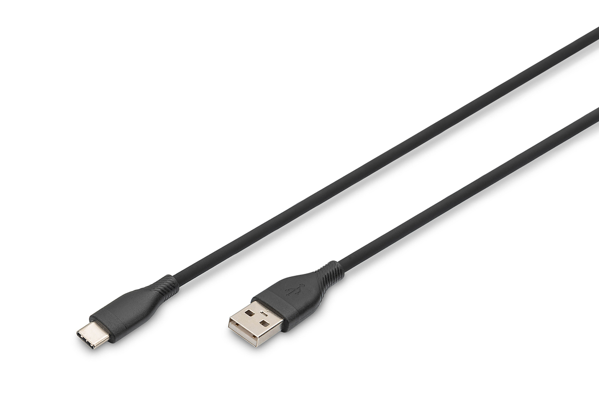 DIGITUS USB-C Silikon Anschlusskabel, 0,5m, schwarz DIGITUS USB-C Silikon Anschlusskabel, 0,5m, schwarz