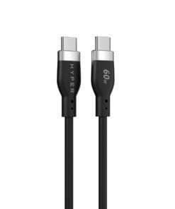 Hyper 1.5m Silicone USB-C to USB-C 60W Charging Cable, Black