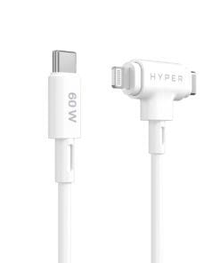 HyperJuice Silicone USB-C to USB-C Lightning Hybrid 60W White