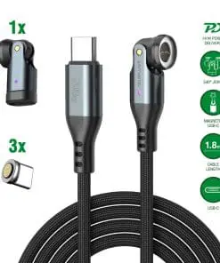 4smarts USB-C 540° Magnetkabel-Set GravityCord 240W 1,8m