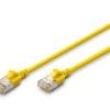DIGITUS CAT 6A F-FTP SlimPatchk.,CU,LSZH AWG 32/7, 5m,Gelb Zukunftsorientierte Standards und High-End-Qualität für Ihr Netzwerk.DIGITUS Slim Patchkabel zeichnen sich durch ihren geringen Außendurchmesser und den flexiblen Mantel aus. Das schlanke Design ermöglicht einen vielseitigen Einsatz in Ihrem Netzwerk. Darüber hinaus werden DIGITUS Slim-Patchkabel nach den Normen ISO/IEC 11801 und DIN EN 50173 CAT 6A gefertigt. Sie garantieren, dass die Kabelinstallation mit der ISO & EN Kanalspezifikation übereinstimmt und bieten eine hervorragende Leistung in der DIGITUS CAT 6A Verkabelung. Die Leistung wurde bis zu 500 MHz getestet, einschließlich Leistungsmerkmalen wie Nahnebensprechen ("NEXT"). DIGITUS Patchkabel wurden speziell entwickelt, um alle Anforderungen in verschiedenen Anwendungsbereichen zu erfüllen. Jedes Kabel ist mit einer vergossenen Knickschutztülle mit Zugentlastung ausgestattet. Zusätzlich verfügt die Hülse über einen Verriegelungshebelschutz, der ein Abknicken der Kabel und ein Abbrechen des Verriegelungshebels vom Stecker verhindert.