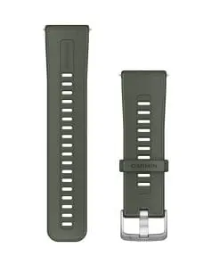 Garmin Ersatzarmband 24mm Silikon Moosgrün mit Edelst Silber