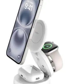 Belkin Klappbare Magnetische 3-in-1-Ladestation mit Qi2, weiss