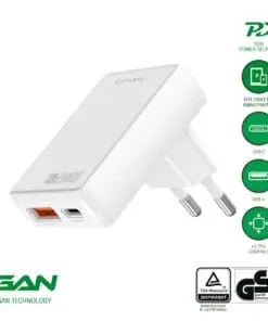 4smarts Netzladegerät FlatPlug Duos 20W GaN 1C+1A, weiß