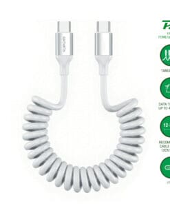 4smarts USB-C Spiralkabel 100W, weiß
