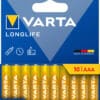 VARTA Longlife AAA Pack 10 VARTA LONGLIFE ist die langlebige VARTA-Batterie für Geräte mit konstantem und geringem Energiebedarf.
