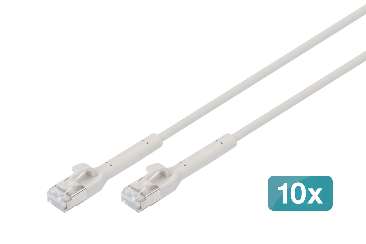 DIGITUS CAT 6A F-FTP abw. Patchkabel, CU, 0,3 m, grau, 10 St. DIGITUS CAT 6A F-FTP abw. Patchkabel, CU, 0,3 m, grau, 10 St.