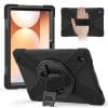 4smarts Rugged Case Grip für Samsung Galaxy Tab A11+ Das 4smarts Rugged Case Grip bietet optimalen Schutz für dein Tablet bei Stürzen und Stößen. Dieses robuste Case ist der perfekte Begleiter in jeder Lebenslage: Egal ob auf der Baustelle, im Büro oder Freizeittouren. Der Multifunktionsgriff lässt dich dein Tablet ganz einfach im Portrait- oder Landscape-Modus aufstellen. So kannst du entspannt Videos anschauen, oder mit Familie und Freunden und freien Händen in die "Face-Time" gehen. Die Handschlaufe bietet Komfort und (Griff-)Sicherheit: So können absturzfrei Zeichnungen betrachtet, bearbeitet oder präsentiert, die Route durch die Stadt studiert oder auch nur die E-Mails gecheckt werden. Die passgenauen Bedienelemente des Rugged Case Grip für erhalten die perfekte Bedienbarkeit deines Tablets. Außerdem lässt sich die Hülle für den Rundumschutz deines Tablets ganz einfach montieren.