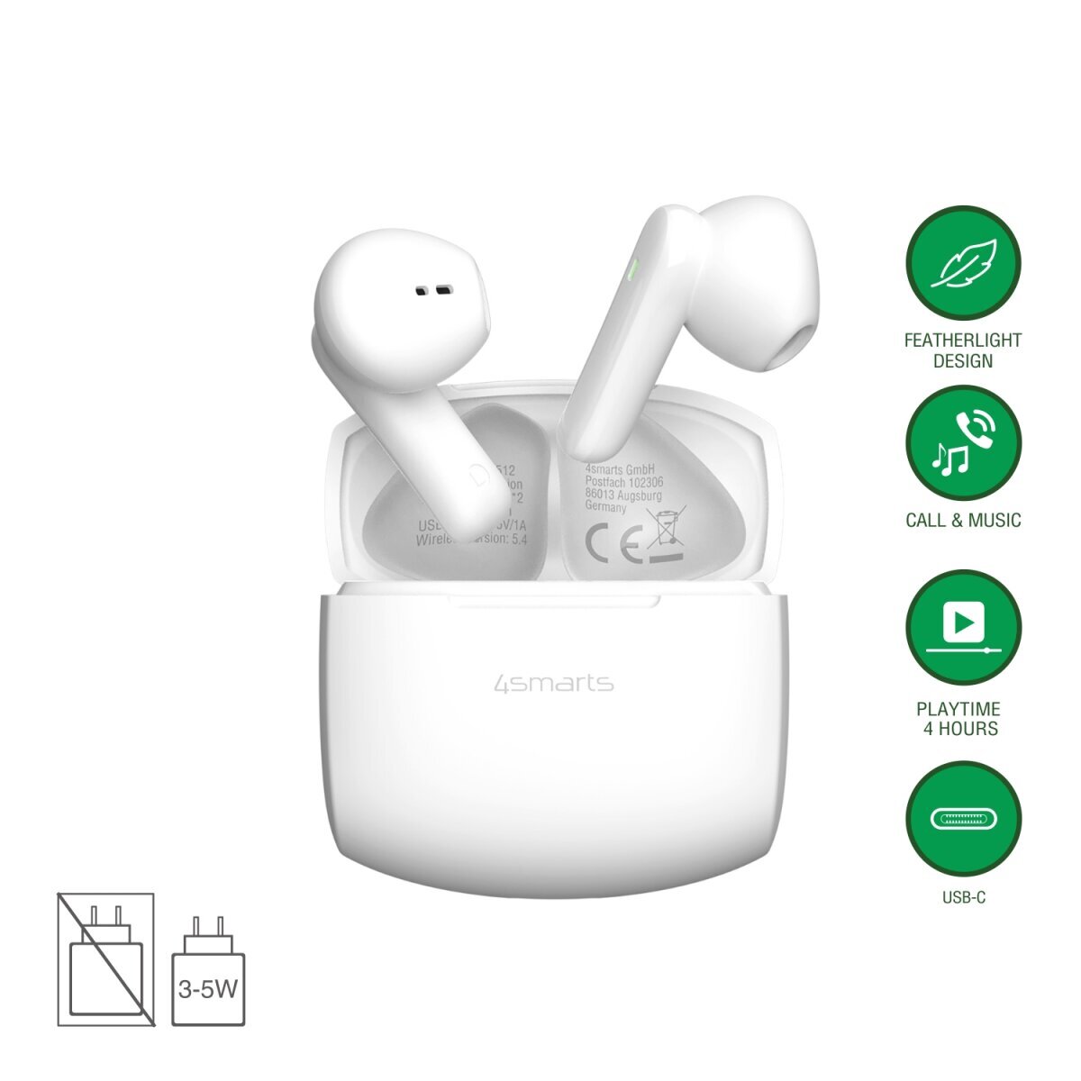 4smarts Wireless Headset SkyBuds Air, weiß 4smarts Wireless Headset SkyBuds Air, weiß