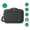 4smarts Laptop-Tasche Target Eco Clamshell 15–16" schwarz UNIVERSAL FÜR DEIN NOTEBOOK Die Target Eco Slim Tasche bietet eine passgenaue Aufnahme ohne unnötigen Freiraum, sodass dein Gerät auch unterwegs sicher verstaut ist. Sie ist die ideale Lösung für alle, die ein kompaktes und zuverlässiges Sleeve für ihr Notebook suchen. Die Tasche schließt eng an, verhindert Verrutschen und schützt dein Notebook effizient. So bleibt dein Laptop sicher verstaut und trotzdem jederzeit griffbereit. DEIN LEICHTGEWICHT FÜR UNTERWEGS Diese Target Eco Slim Notebooktasche begleitet dich mühelos durch den Alltag. Du kannst sie bequem mit dem verstellbaren Schultergurt tragen oder einfach im Rucksack verstauen, denn ihre kompakte Größe macht sie besonders flexibel. Trotz des schlanken Designs bietet sie überraschend viel Platz für dein Notebook und wichtiges Zubehör. Zwei Innentaschen halten Ladegerät, Maus, Dokumente oder Kabel ordentlich und leicht zugänglich. Praktisch, leicht und erstaunlich geräumig – ideal für Pendeln, Uni und Geschäftsreisen. ORDNUNG, DIE MITDENKT Mit dem Frontfach, dem integrierten Dokumententrenner und dem praktischen Trolley-Gurt bleibst du jederzeit gut organisiert. Netzteil, Kabel, Stifte und Dokumente sind in eigenen Fächern untergebracht, sodass alles übersichtlich sortiert ist und du nicht lange suchen musst. Jeder Gegenstand hat seinen festen Platz und ist sofort griffbereit. Auf Reisen lässt sich die Tasche bequem am Koffer befestigen, damit du unterwegs entspannt bleibst. Ein durchdachtes Organisationssystem, das deinen Alltag spürbar erleichtert. WIDERSTANDSFÄHIG. PREMIUM. Die 4smarts Target Eco Serie setzt bewusst auf langlebige Materialien. Diese Tasche besteht aus recyceltem RPET, das Ressourcen schont und gleichzeitig sehr widerstandsfähig ist. Die wasserabweisende Oberfläche schützt dein Gerät und Zubehör vor Regen und Spritzwasser, sodass du unterwegs unbeschwert bleiben kannst. Der hochwertige Reißverschluss arbeitet auch bei täglicher Nutzung zuverlässig. Eine robuste Verarbeitung, die lange häl