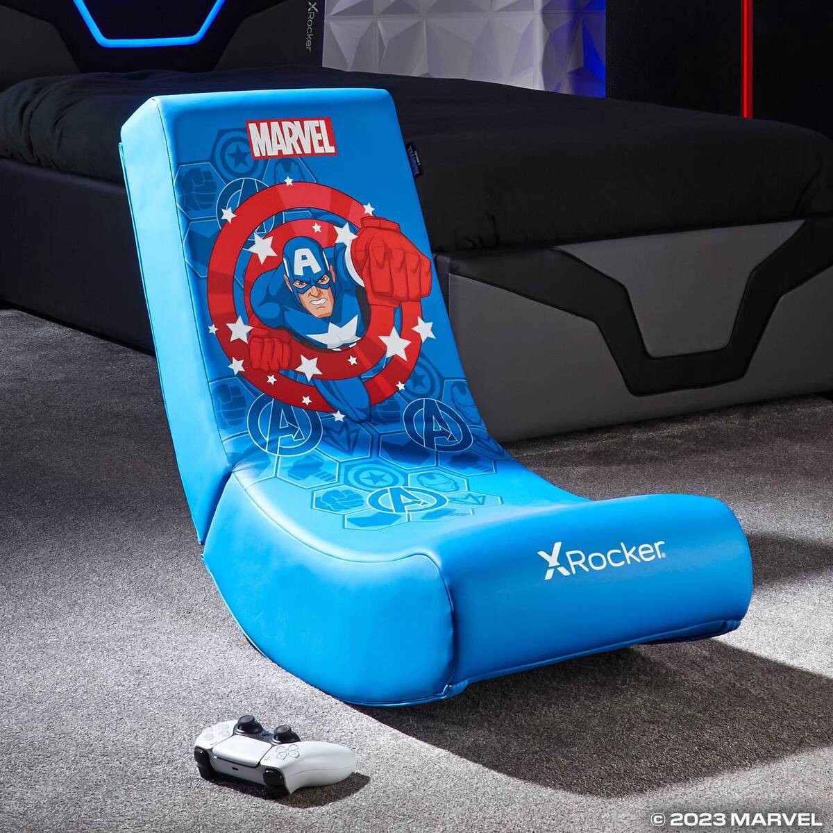 XROCKER Gaming Bodensessel blau Marvel/Captain America/klappba XROCKER Gaming Bodensessel blau Marvel/Captain America/klappba