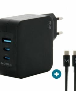 Mobilis Energia Charger-100 W Wall Charger-2 USB C+1 USB+2m Ca