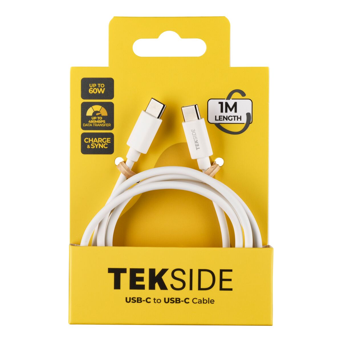 Cellularline TEKSIDE Data Cable 1m USB-C/ Typ-C White Cellularline TEKSIDE Data Cable 1m USB-C/ Typ-C White