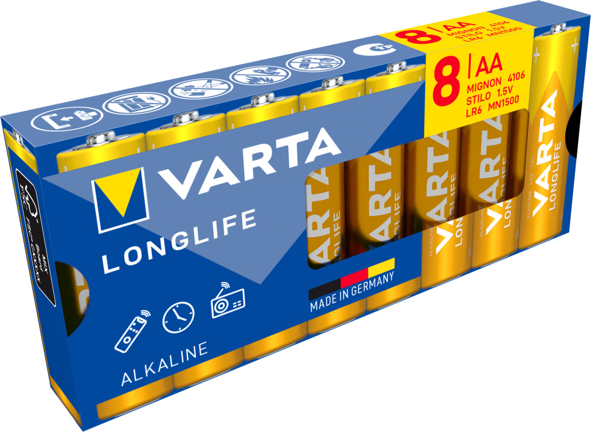 VARTA LONGLIFE Batterie AA LR6 Mignon 8er VARTA LONGLIFE Batterie AA LR6 Mignon 8er