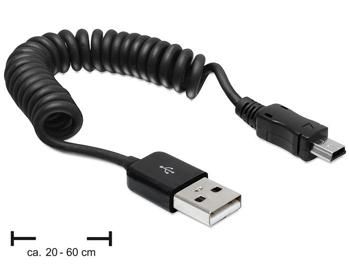 Delock Kabel USB 2.0-A Stecker > USB mini Stecker Spiralkabel Delock Kabel USB 2.0-A Stecker > USB mini Stecker Spiralkabel