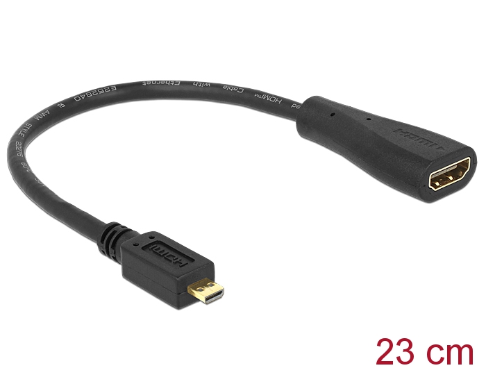 Delock Kabel HDMI Micro-D Stecker > HDMI-A Buchse 23 cm Delock Kabel HDMI Micro-D Stecker > HDMI-A Buchse 23 cm