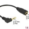 Delock Kabel Audio Klinke 2,5 mm Stecker gewinkelt > 3,5 mm Buchse 3 Pin 14 cm 25 cm