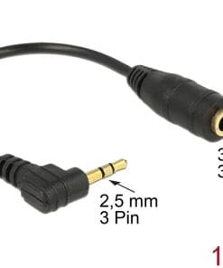 Delock Kabel Audio Klinke 2,5 mm Stecker gewinkelt > 3,5 mm Buchse 3 Pin 14 cm