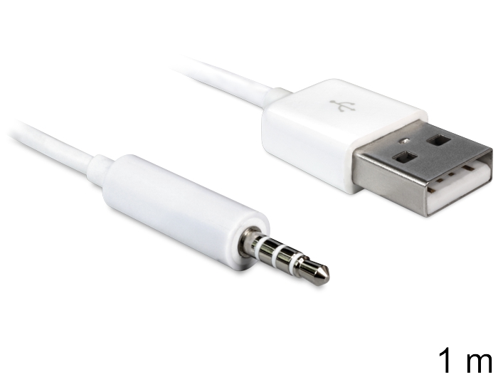 Delock Kabel USB-A Stecker > Klinke 3,5 mm Stecker 4 Pin IPod Shuffle 1 m Delock Kabel USB-A Stecker > Klinke 3,5 mm Stecker 4 Pin IPod Shuffle 1 m