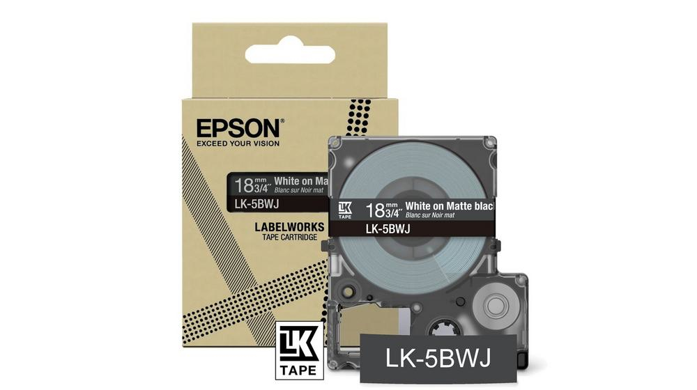 Epson Matte Tape - Schwarz matt / Schrift Weiß 18 mm Epson Matte Tape - Schwarz matt / Schrift Weiß 18 mm