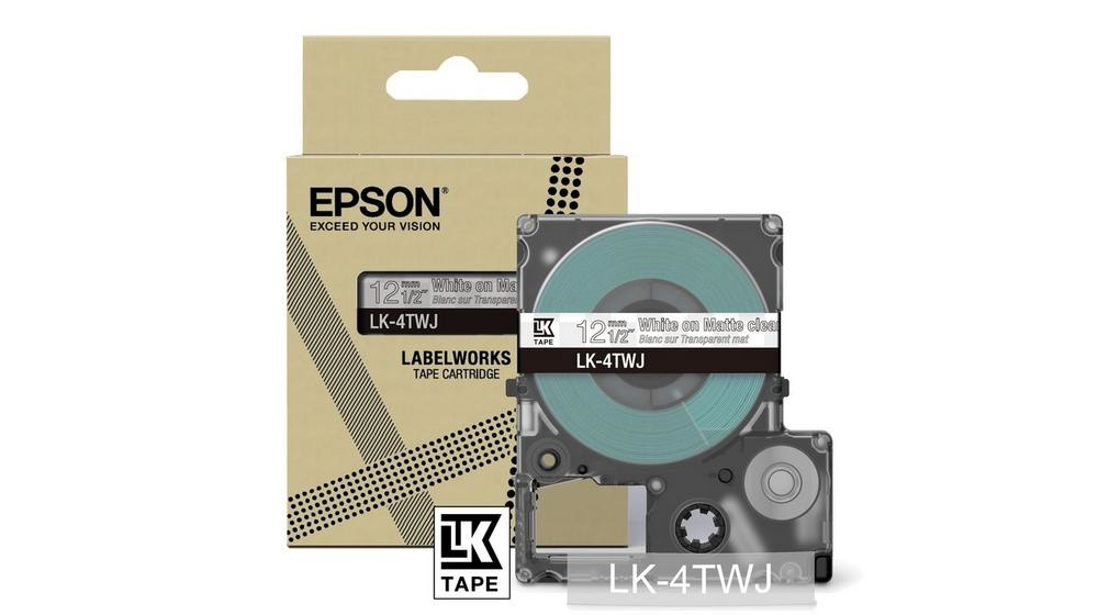 Epson Matte Tape - Transparent matt / Schrift Weiß 12 mm Epson Matte Tape - Transparent matt / Schrift Weiß 12 mm