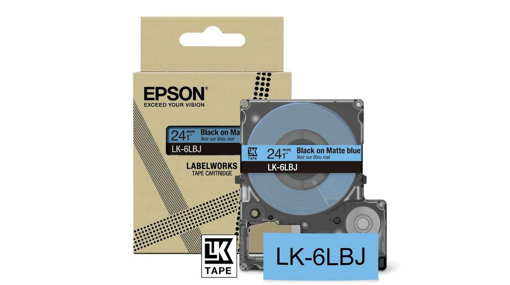 Epson 24mm blau schwarz LK-6LBJ Schriftband matt 8m Epson 24mm blau schwarz LK-6LBJ Schriftband matt 8m