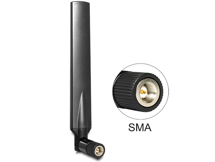 Delock Antenne LTE SMA Stecker 1 - 4 dBi omnidirektional mit Kippgelenk schwarz Delock Antenne LTE SMA Stecker 1 - 4 dBi omnidirektional mit Kippgelenk schwarz