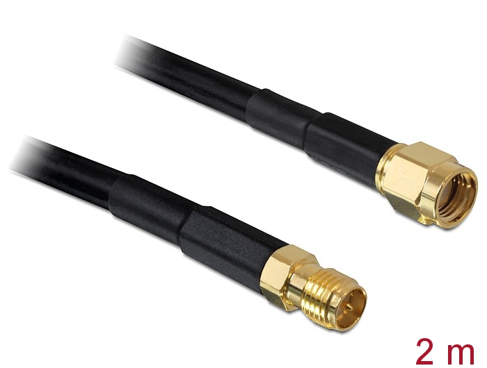 Delock Antennenkabel RP-SMA Stecker > RP-SMA Buchse CFD200 2 m low loss Delock Antennenkabel RP-SMA Stecker > RP-SMA Buchse CFD200 2 m low loss