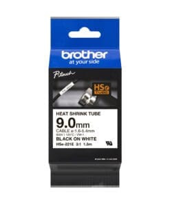 Brother HSe-221E Schrumpfschlauch schwarz auf weiß (9 mm)