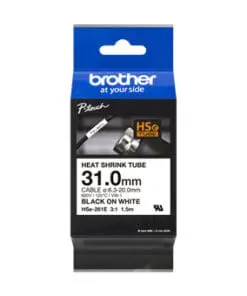 Brother HSe-261E Schrumpfschlauch schwarz auf weiß (31 mm)