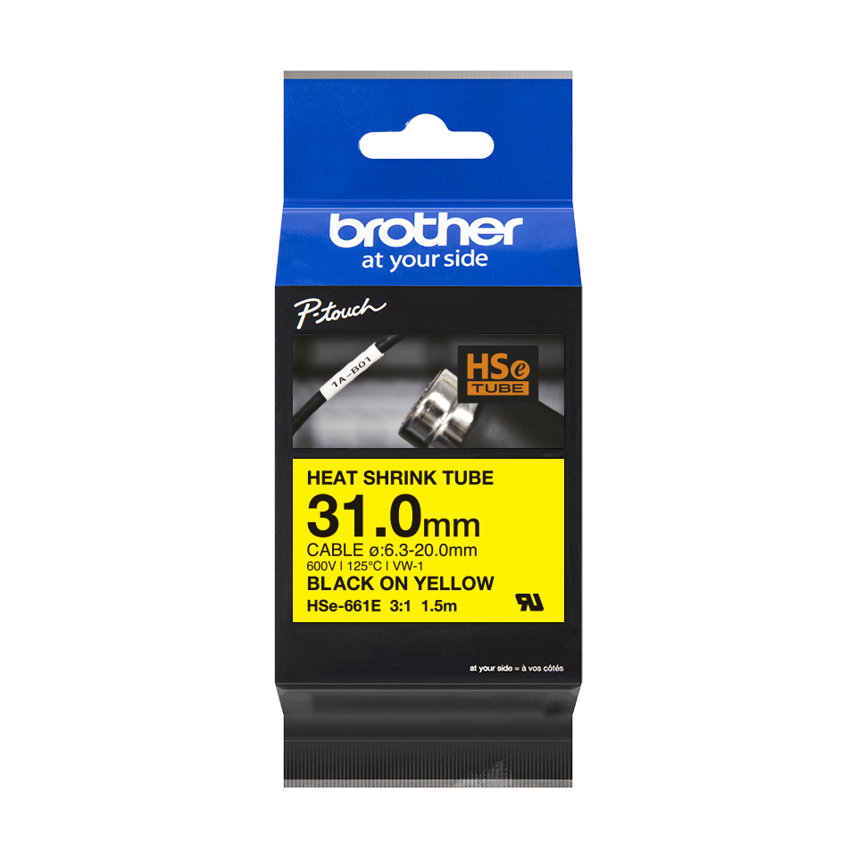 Brother HSe-661E Schrumpfschlauch schwarz auf gelb (31 mm) Brother HSe-661E Schrumpfschlauch schwarz auf gelb (31 mm)