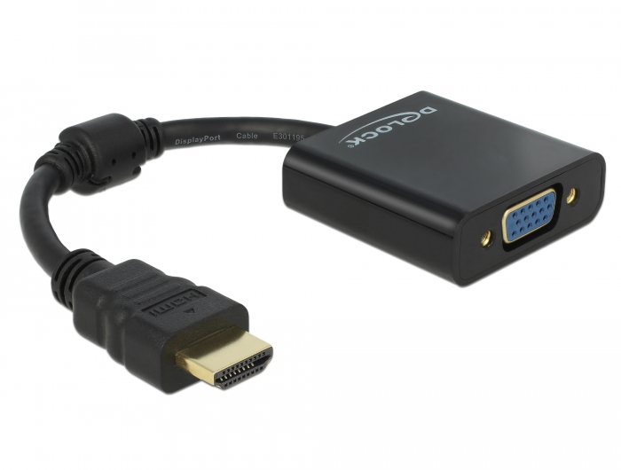 Delock Adapter HDMI-A Stecker > VGA Buchse schwarz Delock Adapter HDMI-A Stecker > VGA Buchse schwarz