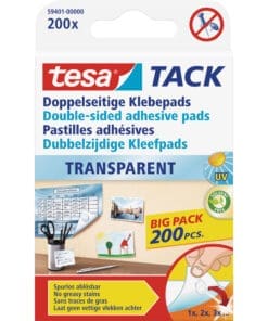 tesa Klebepads TACK, 200 Stück, wiederverwendbar, transparent