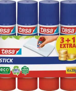 tesa Klebestifte, 3er Pack + 1 gratis, 20g, weiß